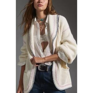 Maeve Anthropologie Collared Whipstitch Open Cardigan Sweater Oversized Size 2X